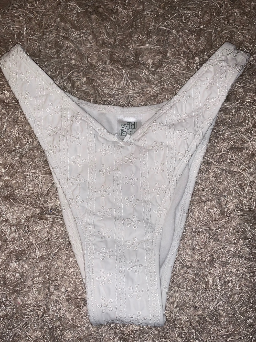wild fable White Eyelet low rise ultra high leg Bikini Bottoms Extra Cheeky sz S